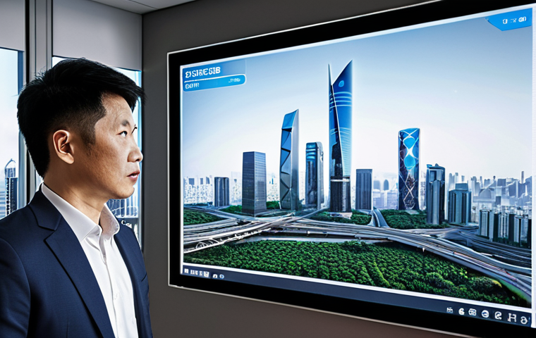 **Prompt 1: Technology-Empowered Foresight**
    A professional Chinese real estate consultant stands confidently before a transparent, holographic digital interface, showcasing intricate real-time data visualizations of urban development, dynamic market trends, and AI-driven predictive analytics. In the background, a sprawling, modern smart city skyline, with hints of green infrastructure and advanced transportation, suggests future growth and strategic investment. The scene emphasizes innovation, data-driven decisions, and a forward-thinking approach in real estate consultation. High detail, cinematic lighting, conceptual art, ultra-realistic.