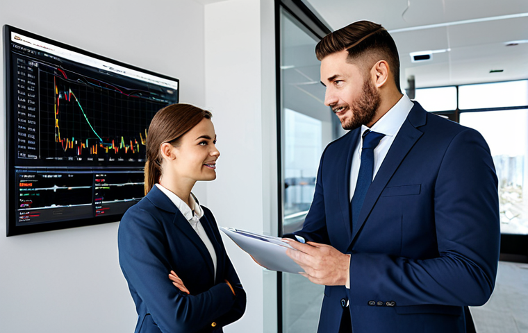 **

A professional real estate agent in a modern, well-lit office, wearing a modest business suit, advising a young couple. The background includes market analysis charts on a digital display. The scene conveys trust and expertise. Fully clothed, appropriate attire, safe for work, perfect anatomy, natural proportions, professional photography, high quality, family-friendly.

**