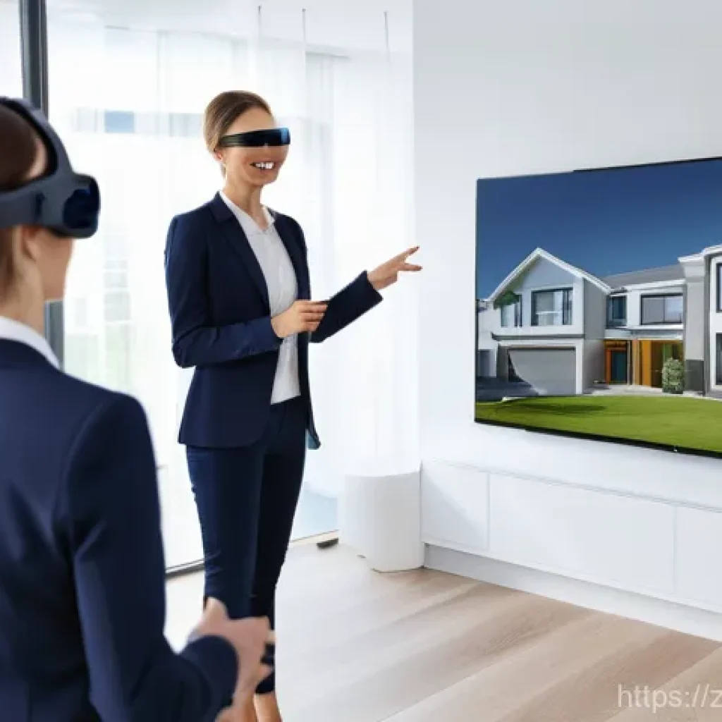 공인중개사와 부동산 시장의 상호 연계성 - **Prompt 1: The Tech-Empowered Agent**
    "A bright, spacious, and modern real estate office bathed...