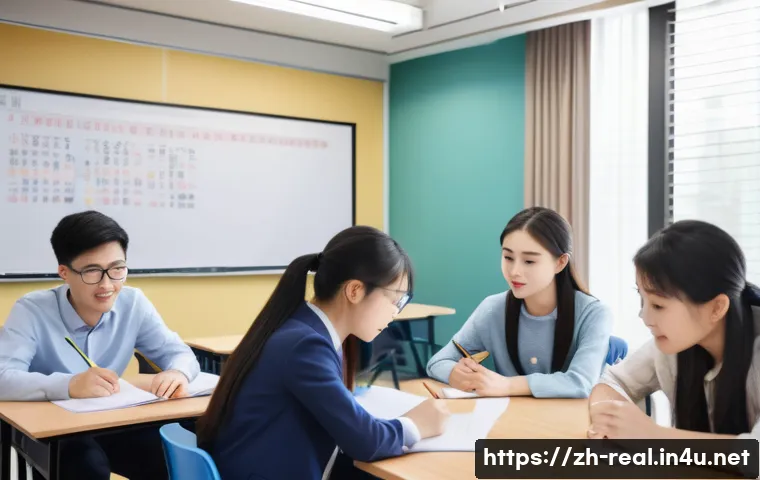 공인중개사 자격증의 자격 조건 분석 - A modern Chinese classroom setting focused on adult students preparing for the Real Estate Agent Qua...