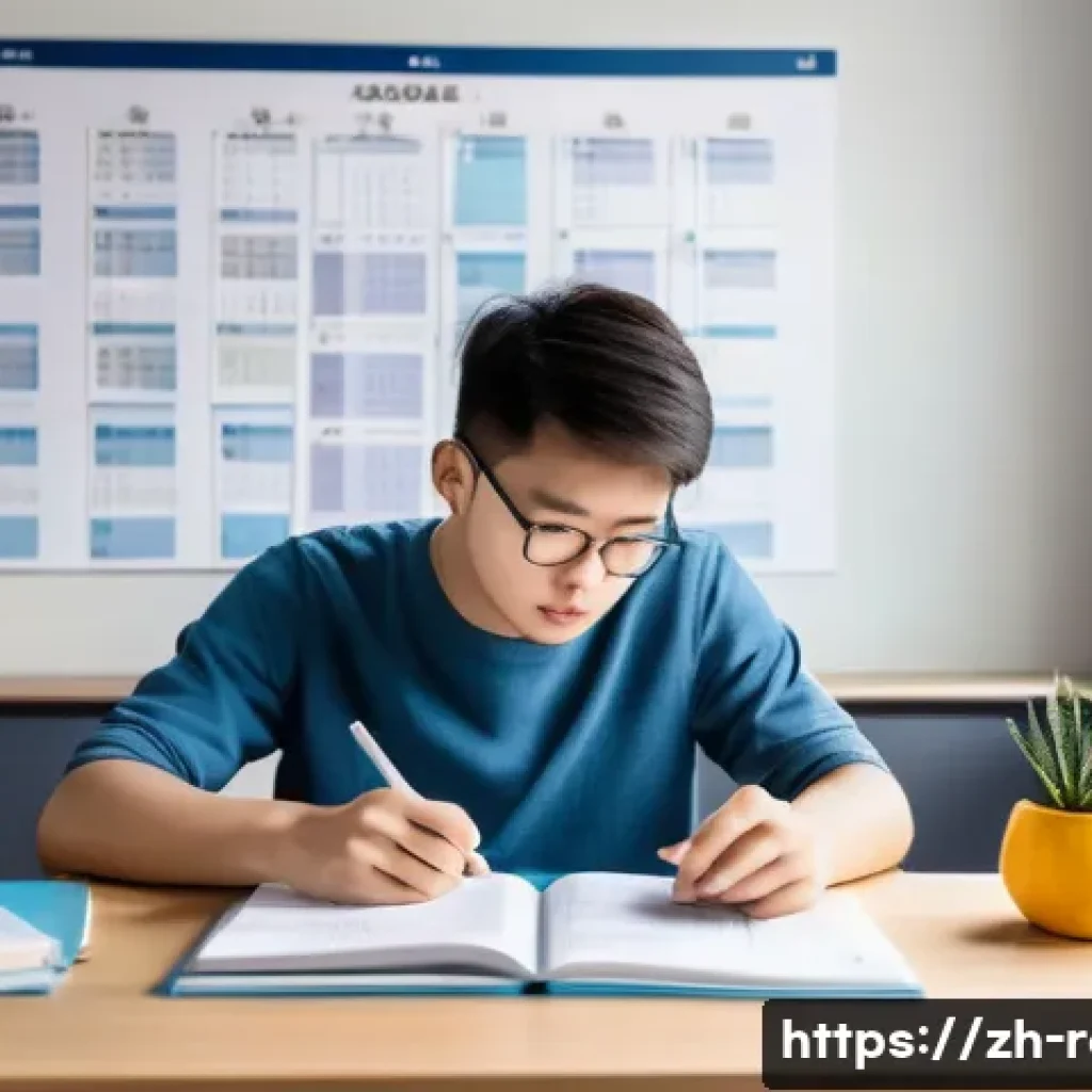 공인중개사 시험과 관련된 추천 앱 - A modern study environment showcasing a young Chinese adult using a smartphone app for exam preparat...