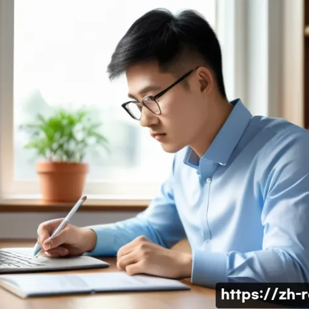 공인중개사 자격증 시험 중점 과목 - A modern study environment featuring a young Chinese adult studying Chinese simplified legal texts o...