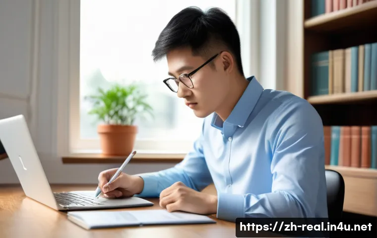 공인중개사 자격증 시험 중점 과목 - A modern study environment featuring a young Chinese adult studying Chinese simplified legal texts o...