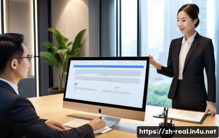 공인중개사 부동산 계약 사례 연구 - A modern business office scene showing a professional Chinese contract negotiation between two parti...