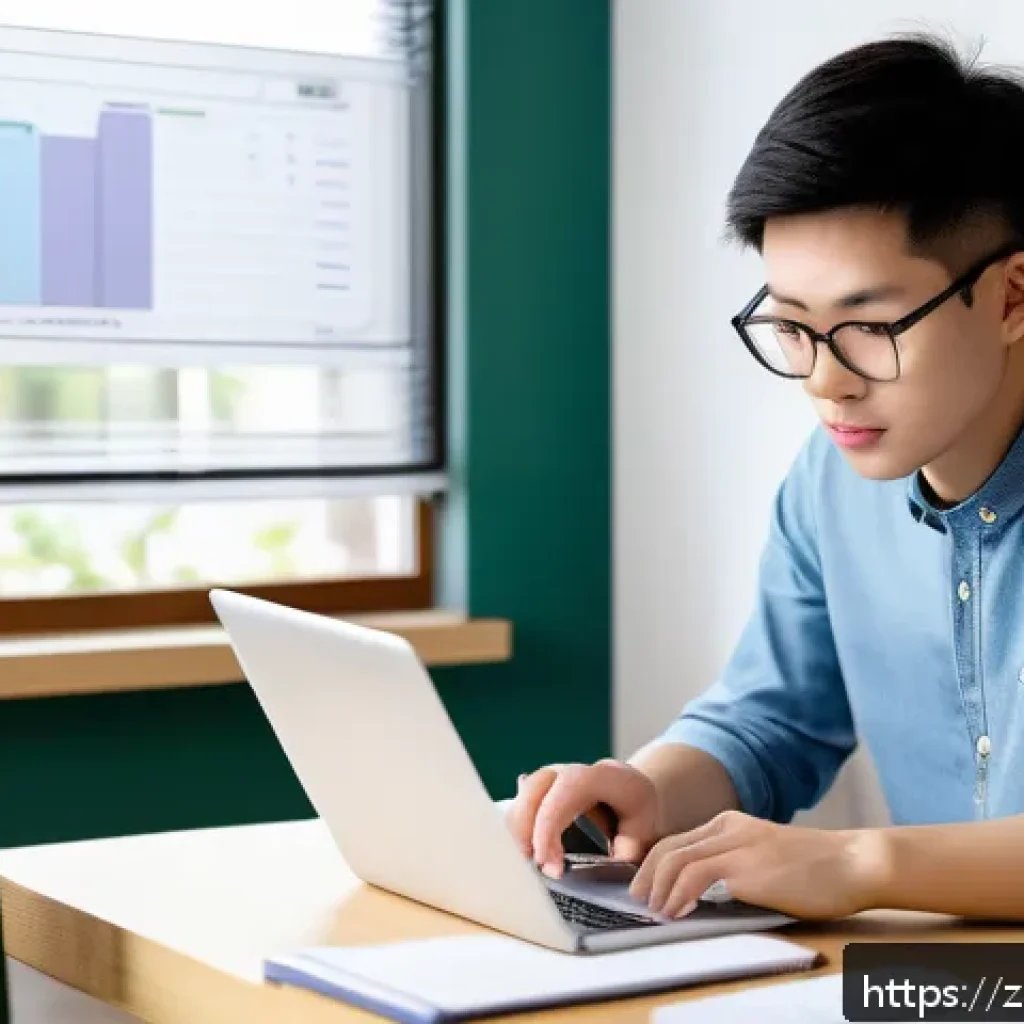 공인중개사 시험 준비와 관련된 자료 분석 방법 - A modern study room scene showing a young adult Chinese student attentively reviewing real estate ex...
