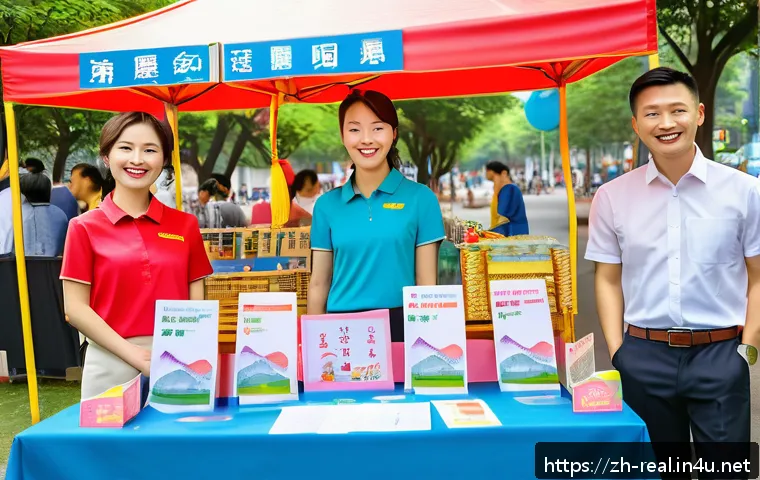 공인중개사로서 지역 커뮤니티 참여 방법 - A professional notary agent warmly engaging with diverse community members at a neighborhood festiva...