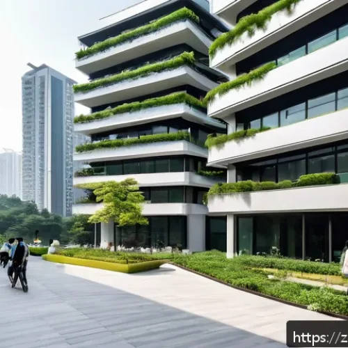 공인중개사와 부동산 시장 동향에 대한 통찰력 - A modern urban real estate development scene in a Chinese city, showcasing sleek new apartment build...