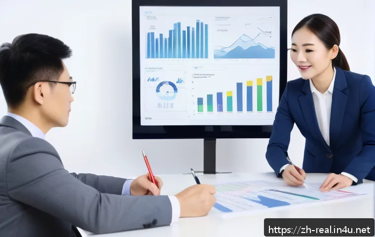 공인중개사 부동산 정책 대응 사례 - A modern real estate agent in a sleek office setting, attentively explaining complex housing policie...