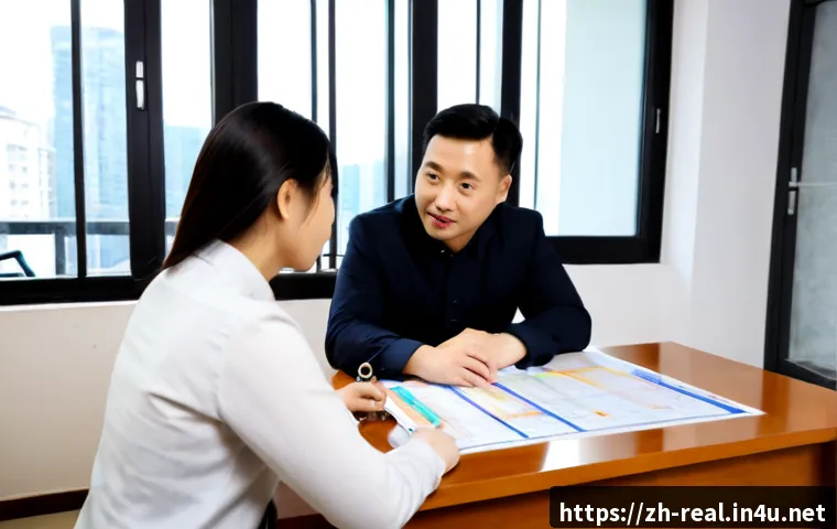 공인중개사 부동산 정책 이해하기 - Photorealistic real estate policy consultation in a modern Chinese apartment sales office, a profess...